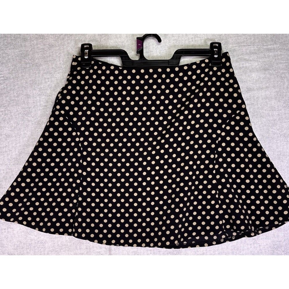 Outback Red Sz Medium Black Gold A Line Polka Dot Flared Lined Mini Skirt Party